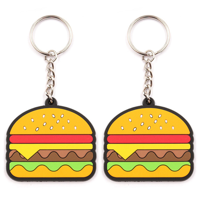 2.o regalo Mini Food Keychain de la promoción 3D de la hamburguesa del llavero lindo suave del PVC