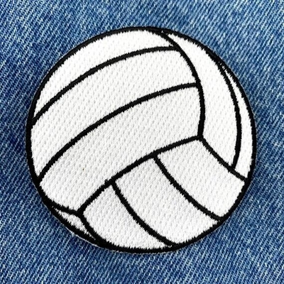 Hierro del remiendo del bordado del voleibol en fondo bordado de la tela de la tela cruzada del Applique