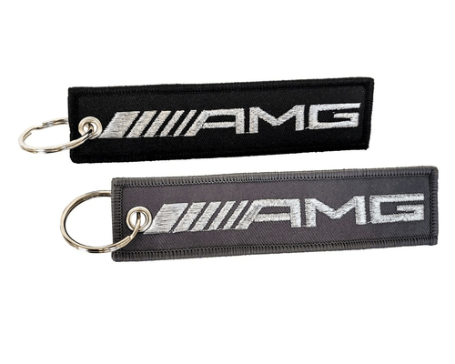 Logotipo bordado AMG Clavier Accesorio Etiqueta de la tripulación Anillo Negro Grigio Tipo de letra de plata