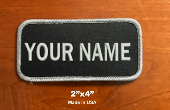 De encargo (personalizado) bordó negro/gris de la etiqueta del nombre del bordado del remiendo del nombre