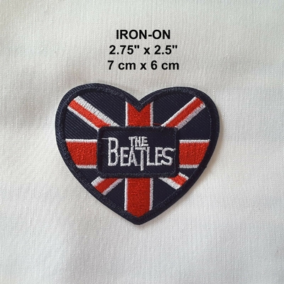 El bordado del corazón de la insignia de Beatles Hierro-en Applique de la bandera de Reino Unido del remiendo del emblema de la música