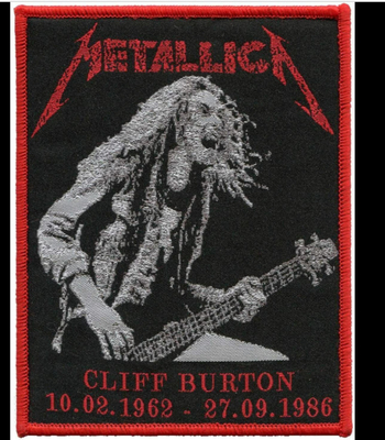 Poliéster 3C de Cliff Burton Iron On Woven Patch de la banda de Metallica para la ropa