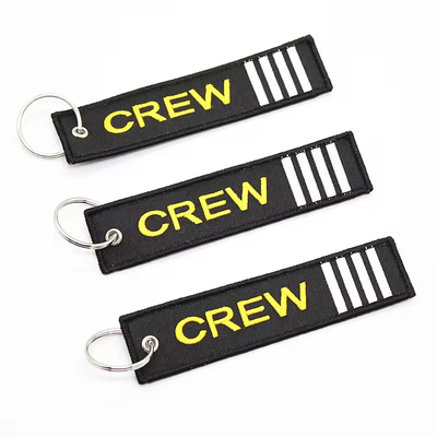 Llave de llave personalizable de doble cara bordado Llave de llave de logotipo personalizado Merrow bordado con parche llaveros