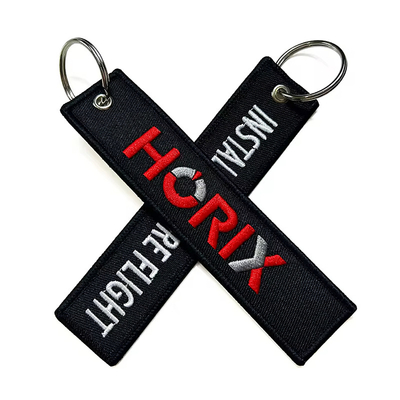 Llave de llave personalizable de doble cara bordado Llave de llave de logotipo personalizado Merrow bordado con parche llaveros