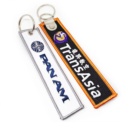 Logotipo personalizado Tejido Key Tag bordado Keychain Etiqueta Keychain