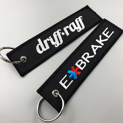 Logotipo personalizado Tejido Key Tag bordado Keychain Etiqueta Keychain