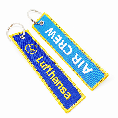 Logotipo personalizado Tejido Key Tag bordado Keychain Etiqueta Keychain