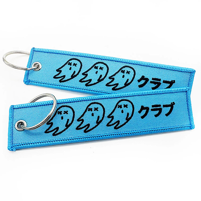 Logotipo personalizado Tejido Key Tag bordado Keychain Etiqueta Keychain