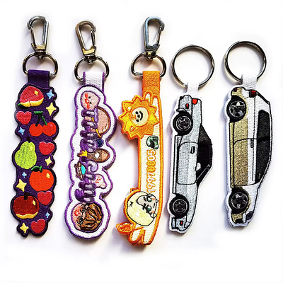 Logotipo personalizado Tejido Key Tag bordado Keychain Etiqueta Keychain