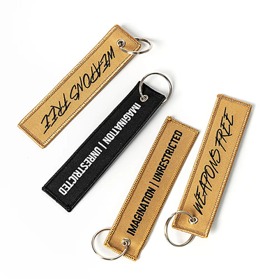 Logotipo personalizado Tejido Key Tag bordado Keychain Etiqueta Keychain