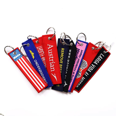 Llave de llave de logotipo creativo duradero y personalizado de doble cara con marca tejida bordada