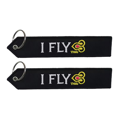 Material y bordado de Twill Twill Pilot Key Tag Palabra clave Etiquetas de precios digitales