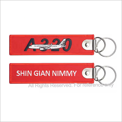 Material y bordado de Twill Twill Pilot Key Tag Palabra clave Etiquetas de precios digitales