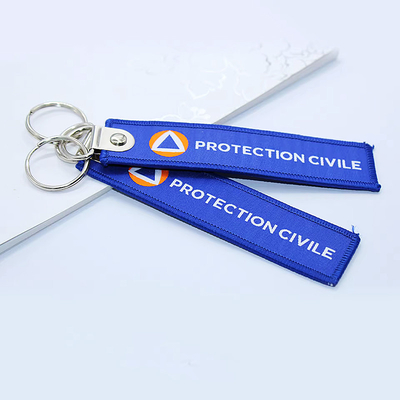 Diseño de logotipo personalizado Portador de llaves Anillo Cadena de tela Etiqueta Clavier tejido personalizado