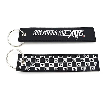 Clavedero de poliéster tejido personalizado Logotipo personalizado con anillo grande adjunto