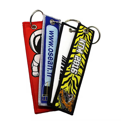 OEM/ODM Acceptable tecido tejido llavero de cadena bordado Anime Key Jet Tag para el coche de la motocicleta