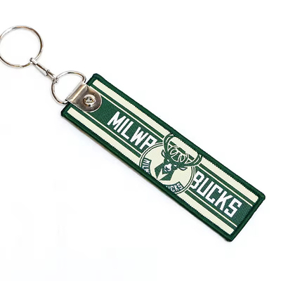 Cartas personalizadas de doble cara Con llavero bordado Nombre de la marca Logotipo de la marca Jet Key Tag Anillo de llave de alta calidad Tejido bordado Key Chai