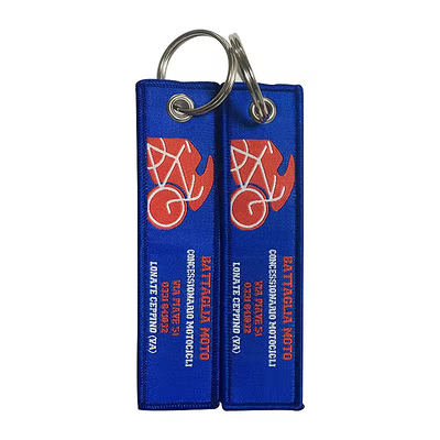 Cartas personalizadas de doble cara Con llavero bordado Nombre de la marca Logotipo de la marca Jet Key Tag Anillo de llave de alta calidad Tejido bordado Key Chai
