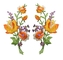 Hierro del bordado de la frontera de Merrowed en el remiendo 2Pcs Rose Flower anaranjada del Applique
