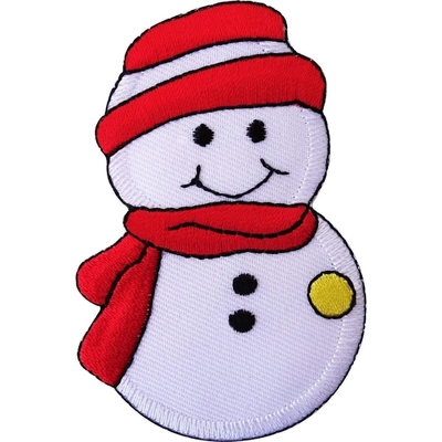 Parche bordado personalizado de muñeco de nieve de Navidad para planchar/coser en la insignia de aplique de Navidad de decoración