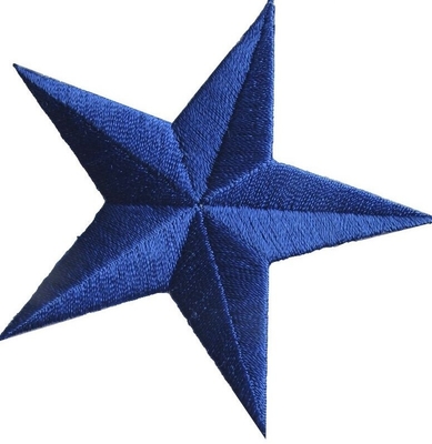 3&quot; estrella bordada azul remienda el hierro en fondo de la tela cruzada del remiendo del Applique