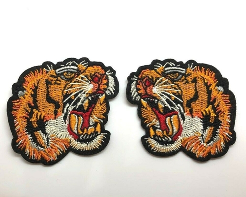 Material de algodón hecho a mano de la tela cruzada del remiendo del Applique de Tiger Head Embroidery Iron On