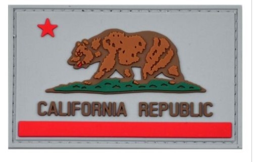PVC suave amistoso coloreado bandera del remiendo 3D Eco del PVC de la moral de la república de California